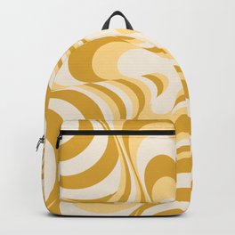 Abstract Groovy Retro Liquid Swirl Yellow Pattern Backpack