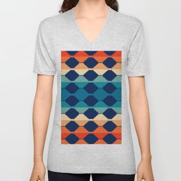 70s Colored Ethnic Pattern V Neck T Shirt