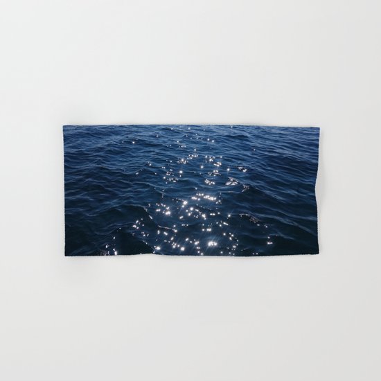 Sparkly Deep Blue Sea Waves Hand & Bath Towel