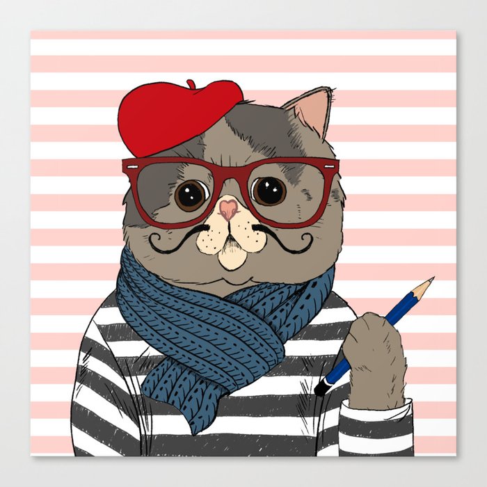 French Cat Canvas Print