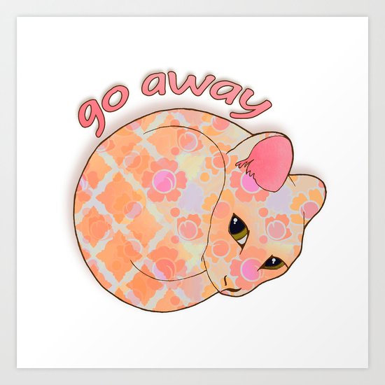 Go Away - Patterned Cat Illustration Art Print