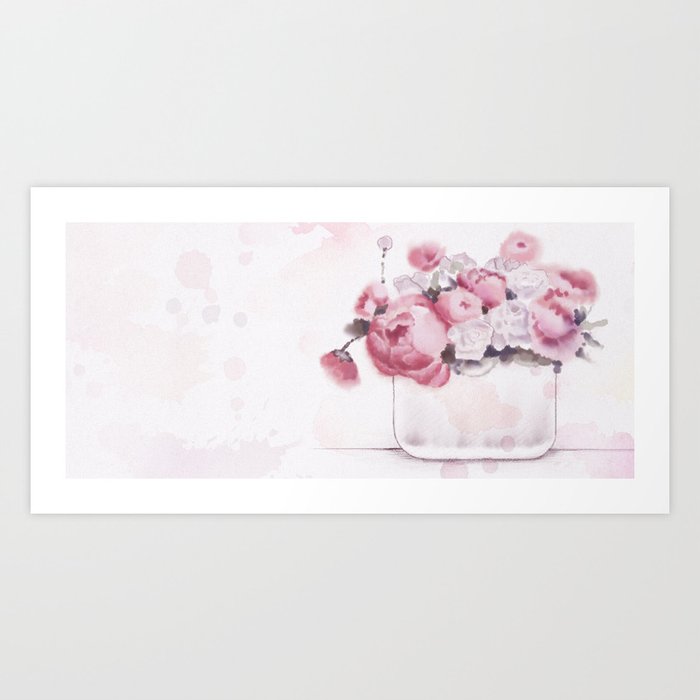 The tender touch of peonies Art Print