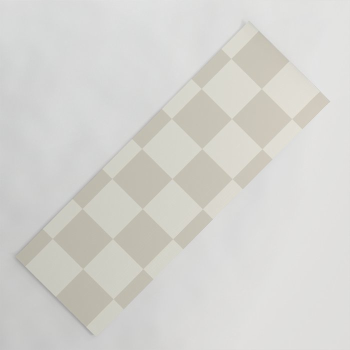 Checkerboard Check Checkered Pattern in Mushroom Beige and Cream Yoga Mat  by Kierkegaard Design Studio