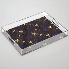 Decorative lily flower pattern, hand-drawn floral purple Acrylic Tray