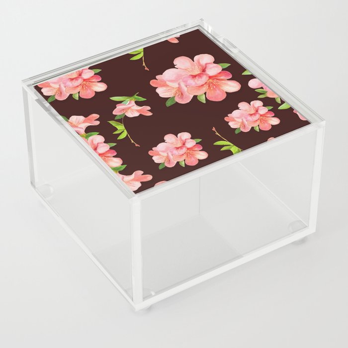 Peach Flower pattern vintage floral art Acrylic Box