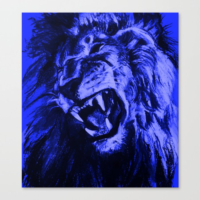 Panthera Leo Carboneum - Blue Canvas Print