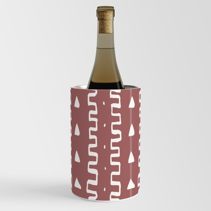 Merit Mud Cloth Pink and White Triangle Pattern Wine Chiller