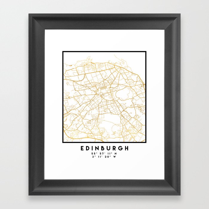 EDINBURGH SCOTLAND CITY STREET MAP ART Framed Art Print
