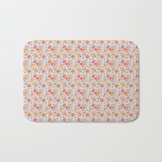 Flower Watercolor Pattern Bath Mat