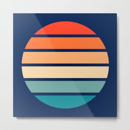 Retro Summer Sunset Stripes In Circle - Emiyo Metal Print | Sunrise, 90S, Summer, Abstract, Minimal, Stripes, Dots, 70S, Graphicdesign, 80S 