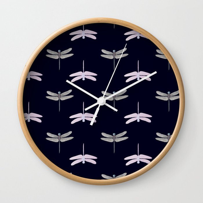 midnight dragonflies Wall Clock