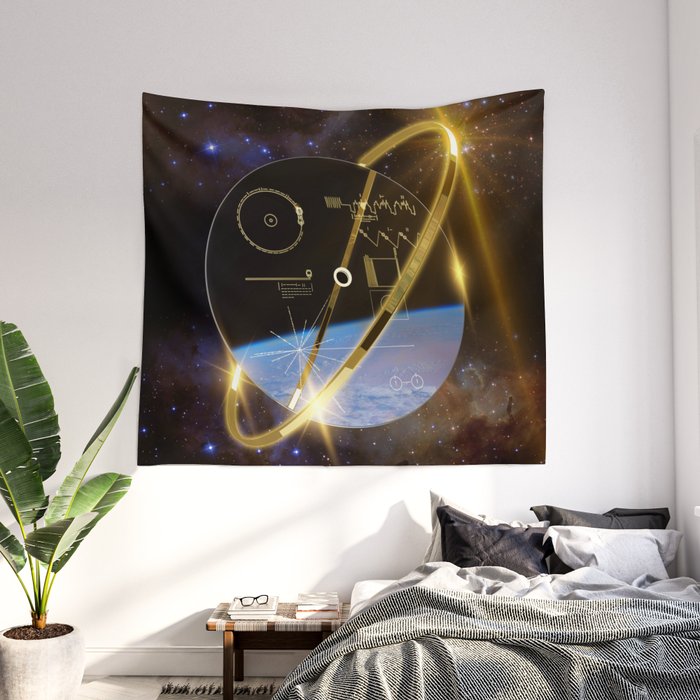 Voyager 1 Golden Record 3D space poster science poster Wall Tapestry by Synthwave1950 Alex Airlino Society6