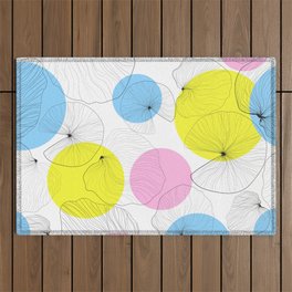 Lotus leaves hand draw outline with colorful spots seamless pattern. Water lily leaf repeater background Outdoor Rug