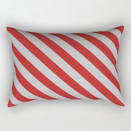 [ Thumbnail: Red and Grey Colored Pattern of Stripes Rectangular Pillow ]