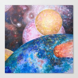 INCOMING- Colorful Abstract Impressionist Galaxy Painting  Canvas Print