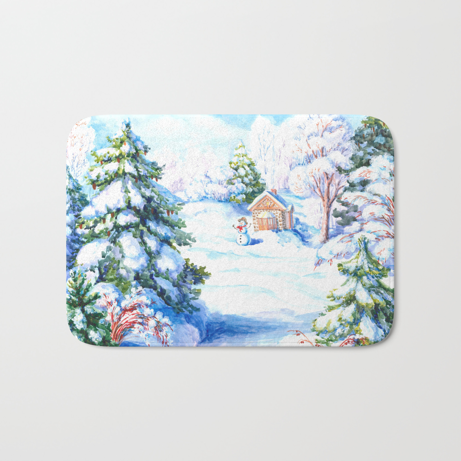 Sunny Winter Day Christmas Tree Holiday Snowman Fairy Tale Bath