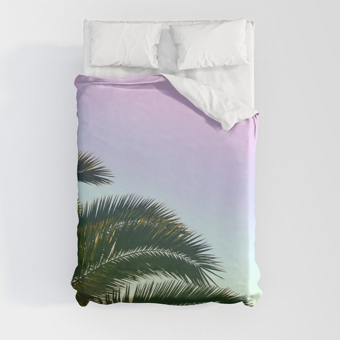 Palm Leaves  - Tropical Sky - Chilling Time Duvet Cover