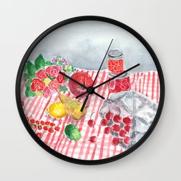 Still life in red and grey Wall Clock