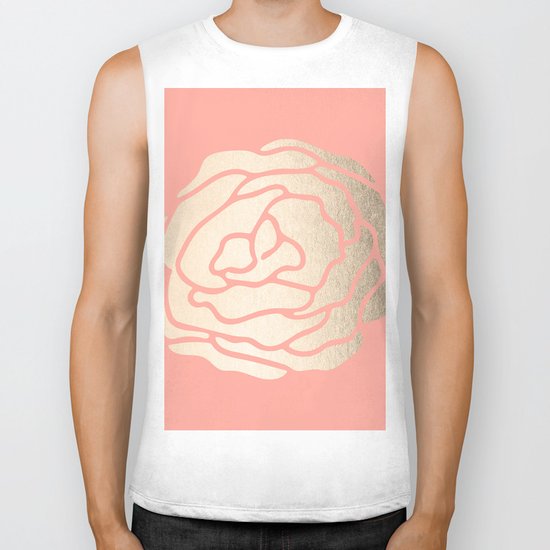 Rose White Gold Sands on Salmon Pink Biker Tank
