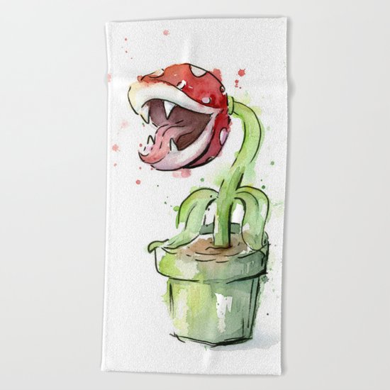 Piranha Plant Art Nintendo Mario Videogame Geek Gaming Beach Towel