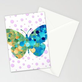 Big Whimsical Butterfly Two Mosaic Happy Art Stationery Card