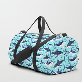Sharks On Aqua Duffle Bag