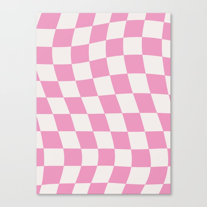 Warped Check Pattern Hot Pink Canvas Print