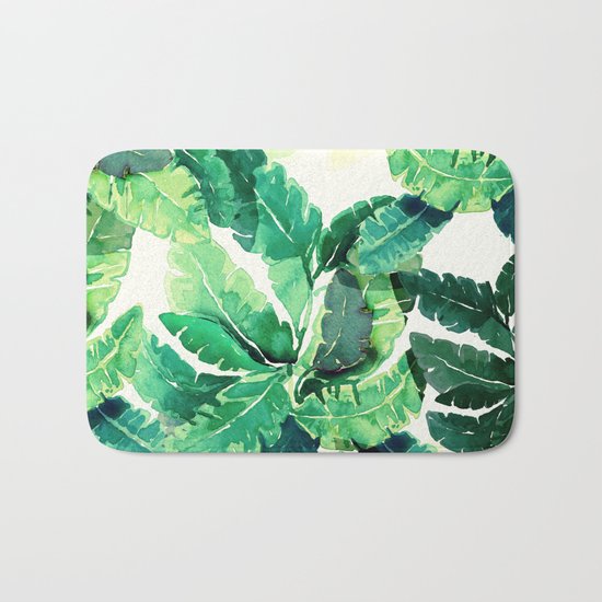green summer leaves Bath Mat