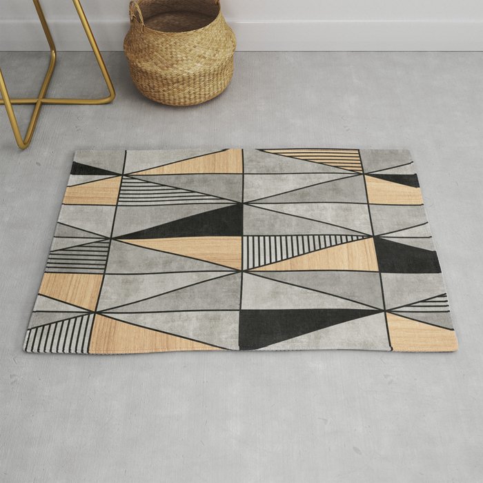 Concrete and Wood Triangles Rug