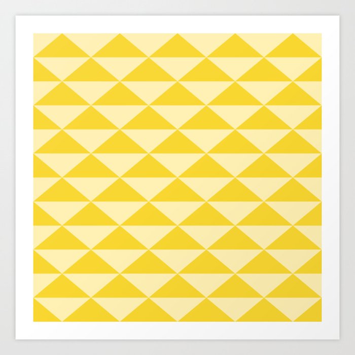 Triangles Pattern yellow Art Print