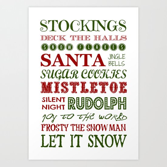 Subway Style Christmas Words 2 Art Print