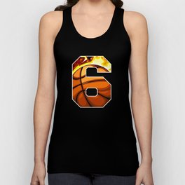Boys Personalized Custom Number 6 Basketball Unisex Tank Top