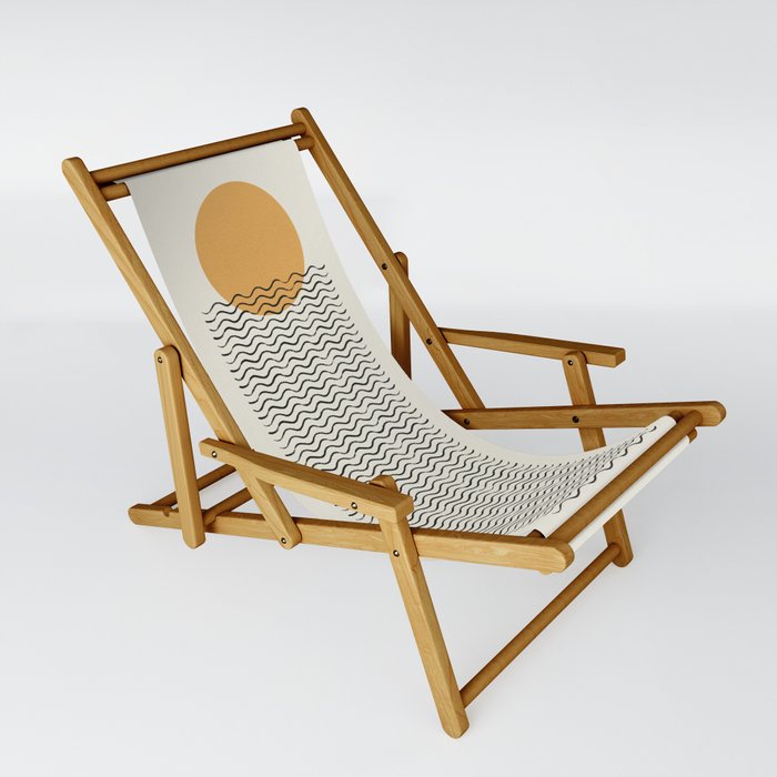 Ocean wave gold sunrise - mid century style Sling Chair