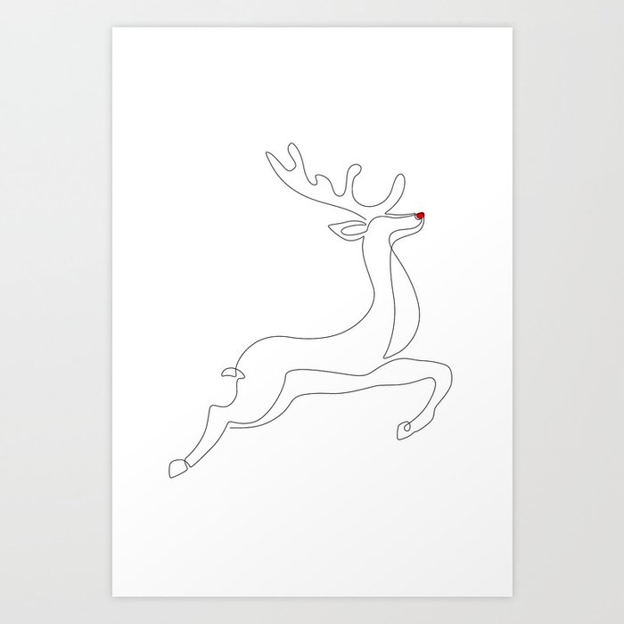 Red Nose Reindeer Art Print