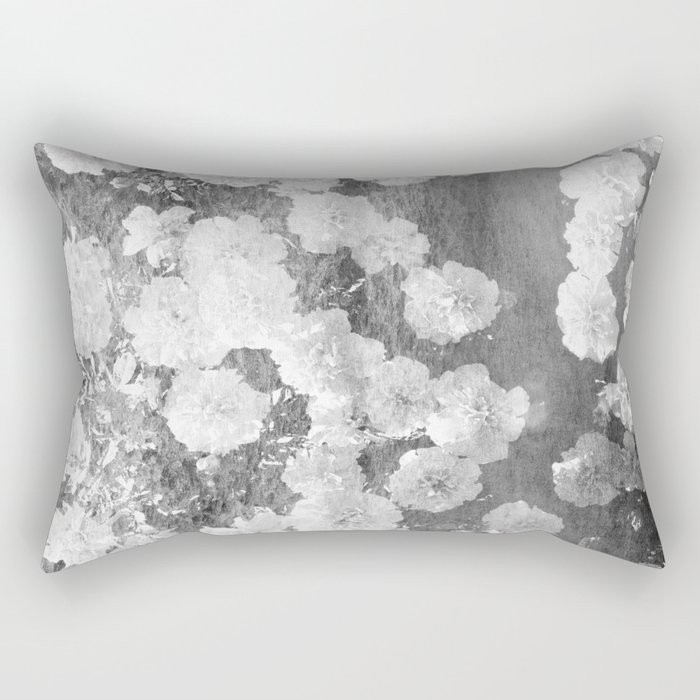 black and white floral vintage photo effect Rectangular Pillow