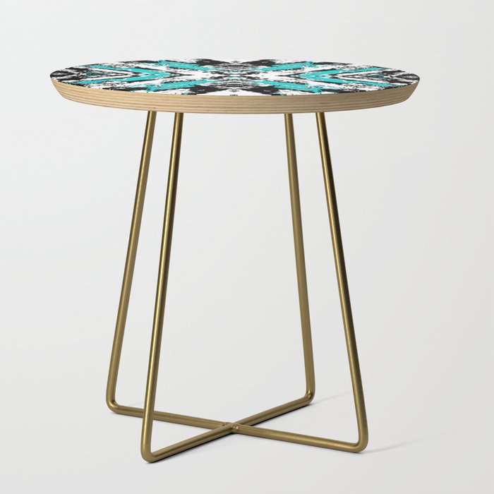 Blue Changes - Abstract black, white and blue Side Table