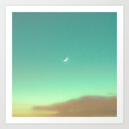 Little Moon in a Magic Blue Sky Art Print