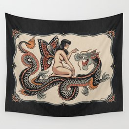 Beauty and the Beast Wall Tapestry | Dragon, Street Art, Digital, 3D, Pop Art, Realism, Painting, Tattoo, Expressionism, Impressionism 