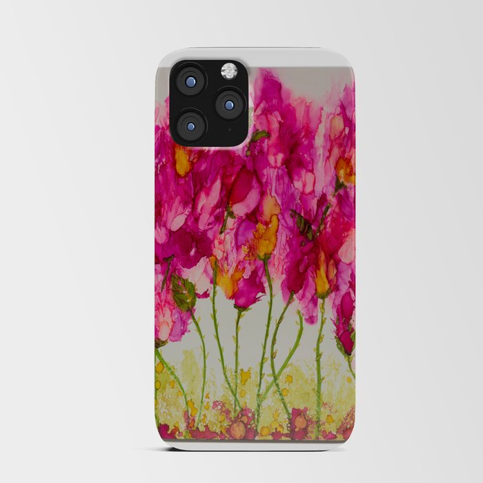 Magenta Flowers iPhone Card Case