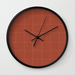 Rust Terracotta Burnt Orange Grid Minimalist  Wall Clock | Grid, Lines, Terracotta, Minimal, Orange, Abstract, Geometric, Burntorange, Clay, Painting 