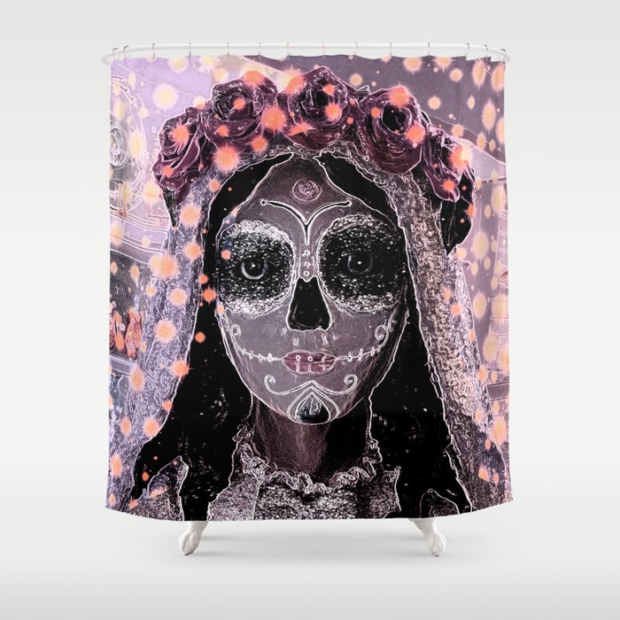Novia Dia De Los Muertos Estrellas Shower Curtain By Delukart