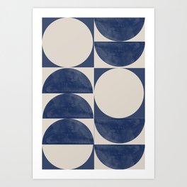Mid Century Modern Geometric Blue Art Print