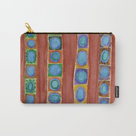 Blue Circles Within Red Stripes Carry-All Pouch