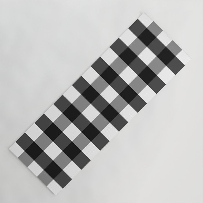 Gingham Plaid Pattern (black/white) Yoga Mat