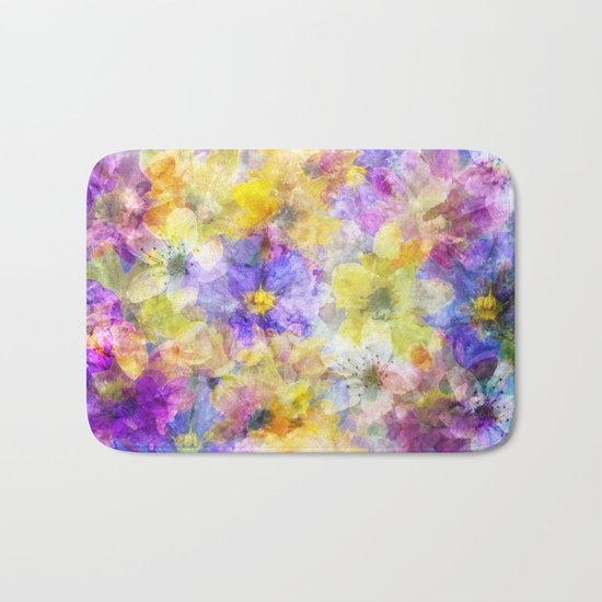 Multicolor Painterly Floral Abstract Bath Mat