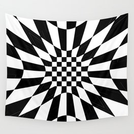 Abstract geometric infinite flower and star burst zebra pattern design in black and white Wall Tapestry