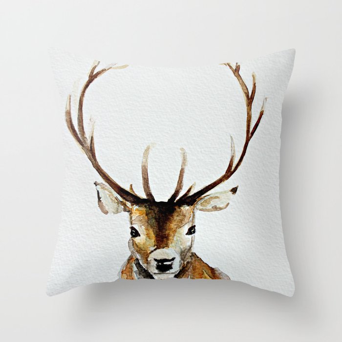 Buck - Watercolor Throw Pillow