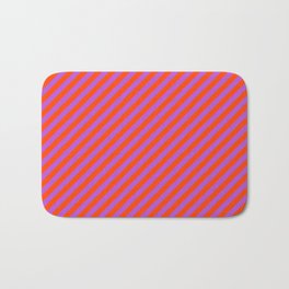 [ Thumbnail: Orchid & Red Colored Lines/Stripes Pattern Bath Mat ]