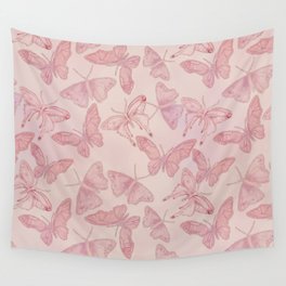 Butterfly Pattern soft pink pastel Wall Tapestry