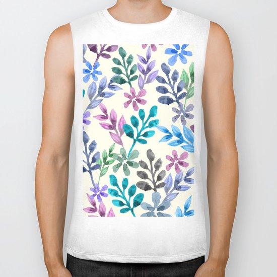 Watercolor Floral Pattern Biker Tank